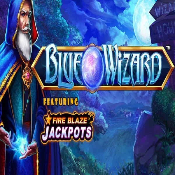 Blue Wizard Fire Blaze Jackpots game by Rarestone Gaming – logo hosted on Mega Riches Casino