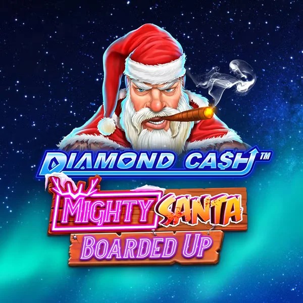 Diamond Cash Mighty Santa Boarded Up casino game by Greentube – featured logo at Mega Riches Casino