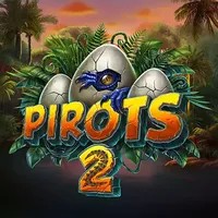 Pirots 2 slot logo by ELK Studios at Mega Riches Casino